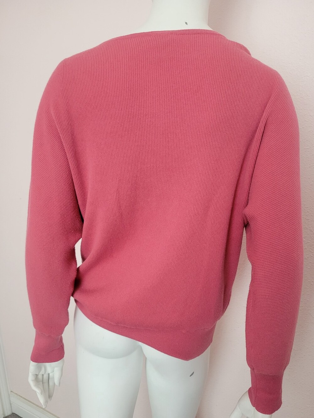 Chico's Cotton Cashmere Blend Ribbed Knit Sweater Pink Size 1 / Medium - Picture 3 of 7
